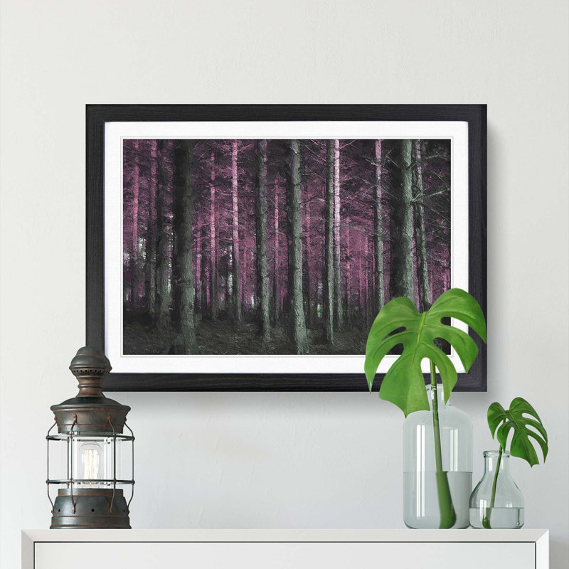 Forest in Pink - Framed Print, 27cm H x 36cm W x 2cm D, Black Framed