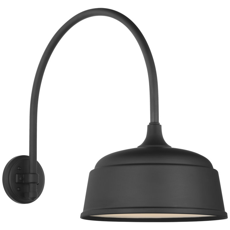 Thomas O'Brien, "Academy 19.5" Arched Mack Barn Light in Matte Black with 16" Green Rockhouse Shade, Black
