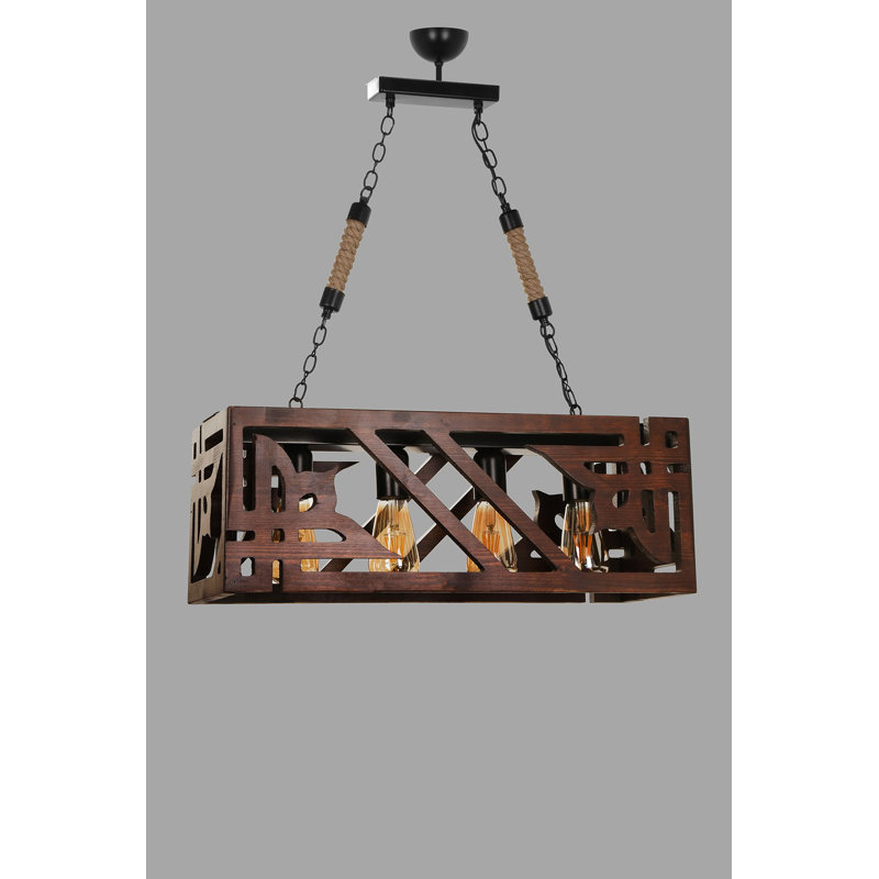 Lustre rectangulaire à 4 lumières Lettie, Brun foncé