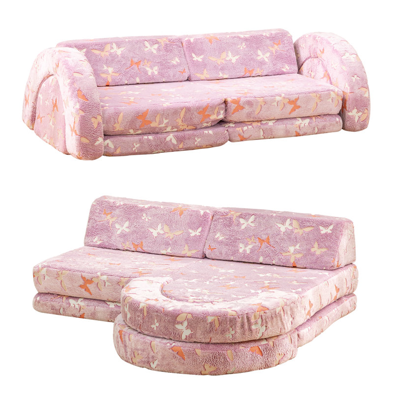 Canapé paresseux à motif de papillons mauves: fermeture à glissière cachée, tissu imperméable, facile à transporter avec poignée, rembourrage en mousse haute densité 28D