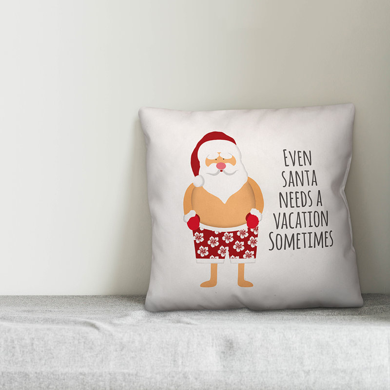  Santa Vacation Polyester Throw Pillow, Pillow Cover