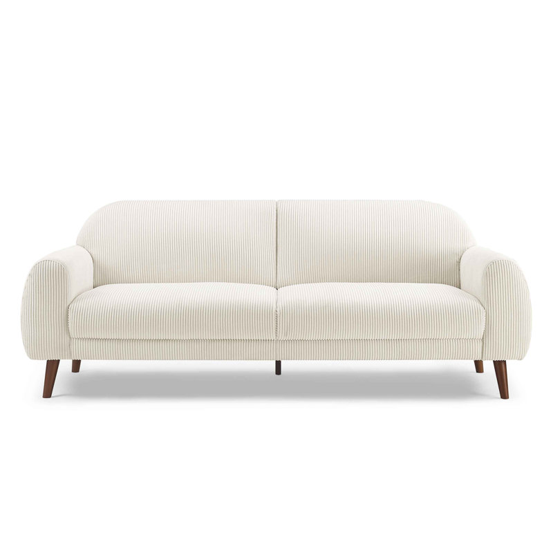 Iris 222Cm Round Arms Sofa, Cream Corduroy
