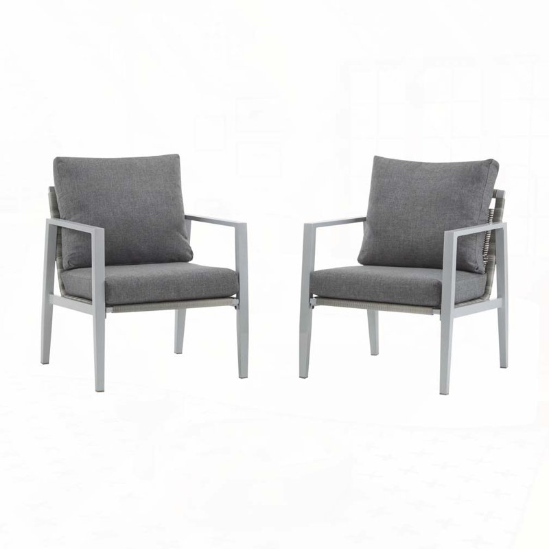Chaise longue d'extérieur en aluminium avec corde élégante, Blanc