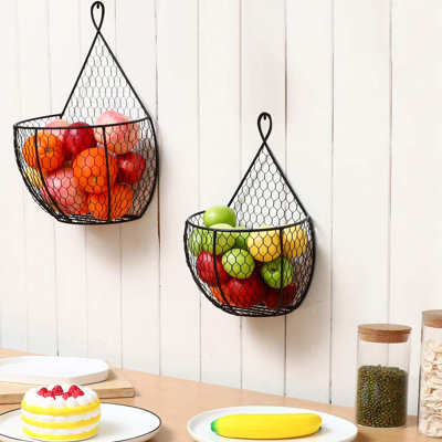 Panier de rangement en métal en métal pour fruits et légumes, pour la cuisine Paniers en fil de fer noir pour fleurs, fruits et légumes