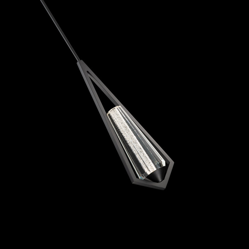 Devotion LED Crystal Mini Pendant With 3-CCT Color Temperature Selectable Switch (3000K-3500K-4000K), Black