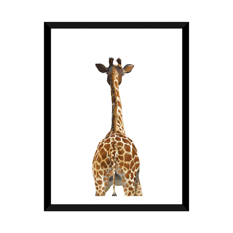 Art girafe bout à bout, H 32 po x l 24 po x P 1 po, Papier avec cadre noir