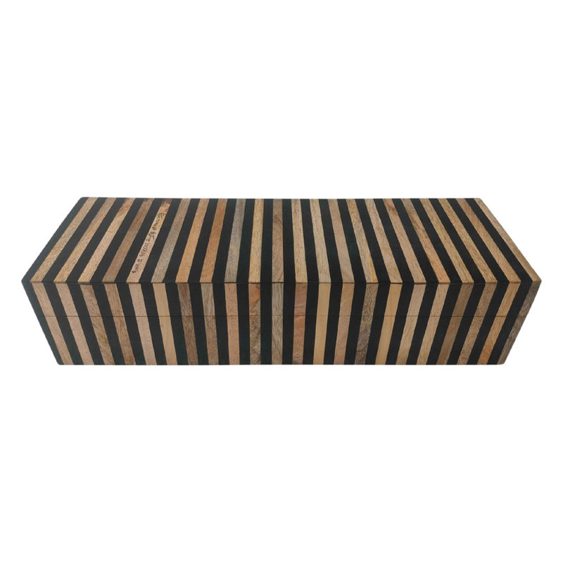 Boîte décorative en bois et résine noire, H 3 po x L 12 po x l 4 po