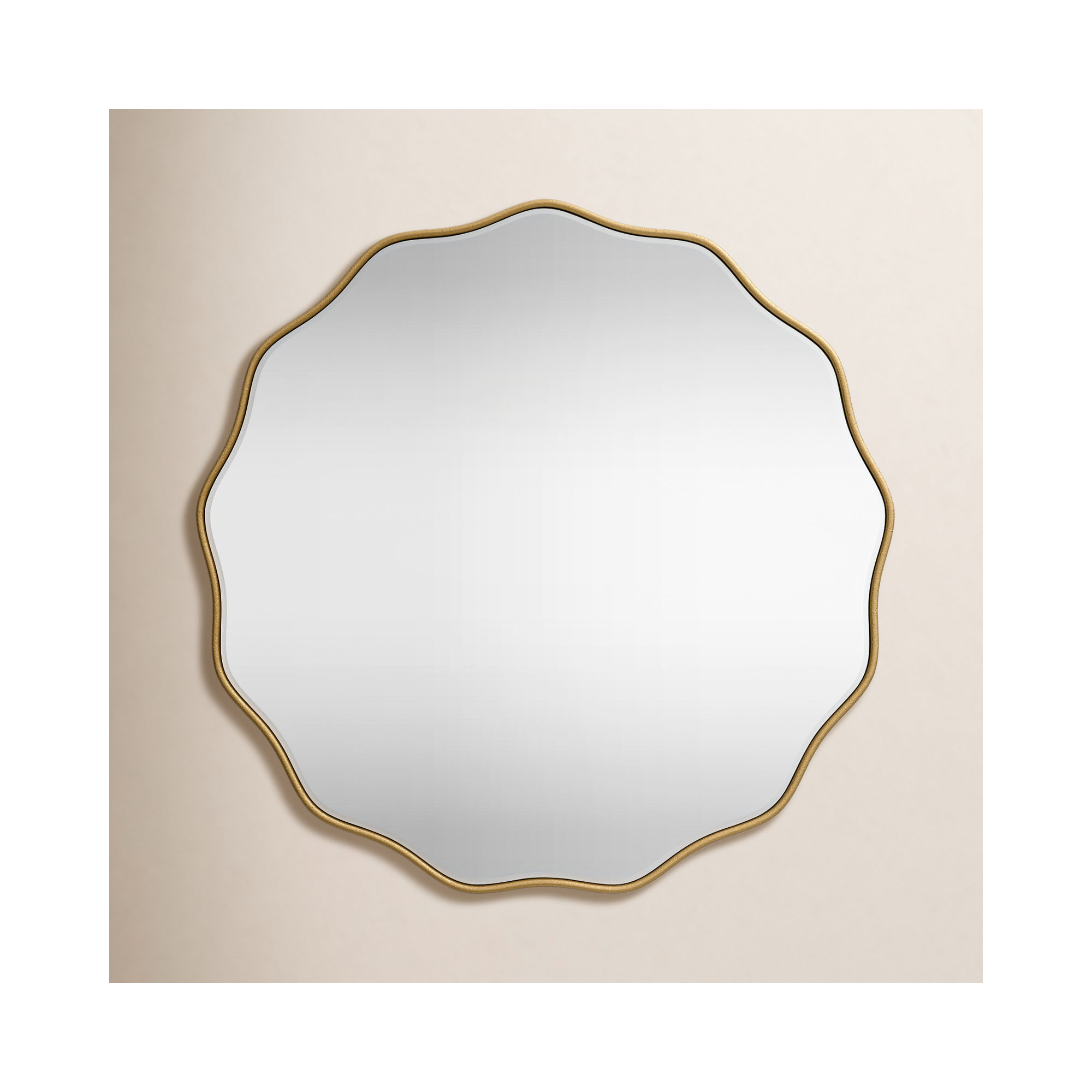 Francina Scalloped Mirror, 32" x 32", Gold