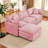 110'' Wide L-Shaped Living room sofa, Modular Sectional Sofa, 4 Seater Sofa Comfy Cloud Couch Chenille Upholstered Sofa with Ottoman,Pink-1296493149