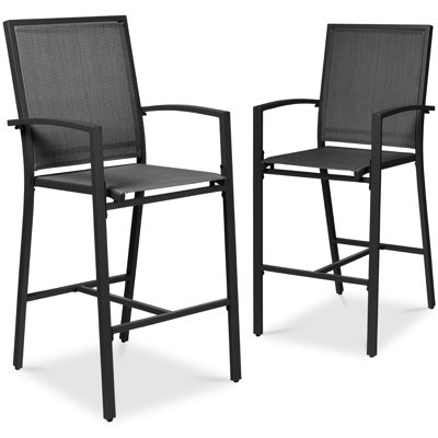 Outdoor Barstools Set Of 2, Bar Height Patio Chairs W/ All-Weather Mesh by Latitude Run