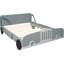 Lit plateforme gris en forme de voiture avec roues robustes - Option de chambre à coucher confortable pleine grandeur et pratique-1335130130-1335130128