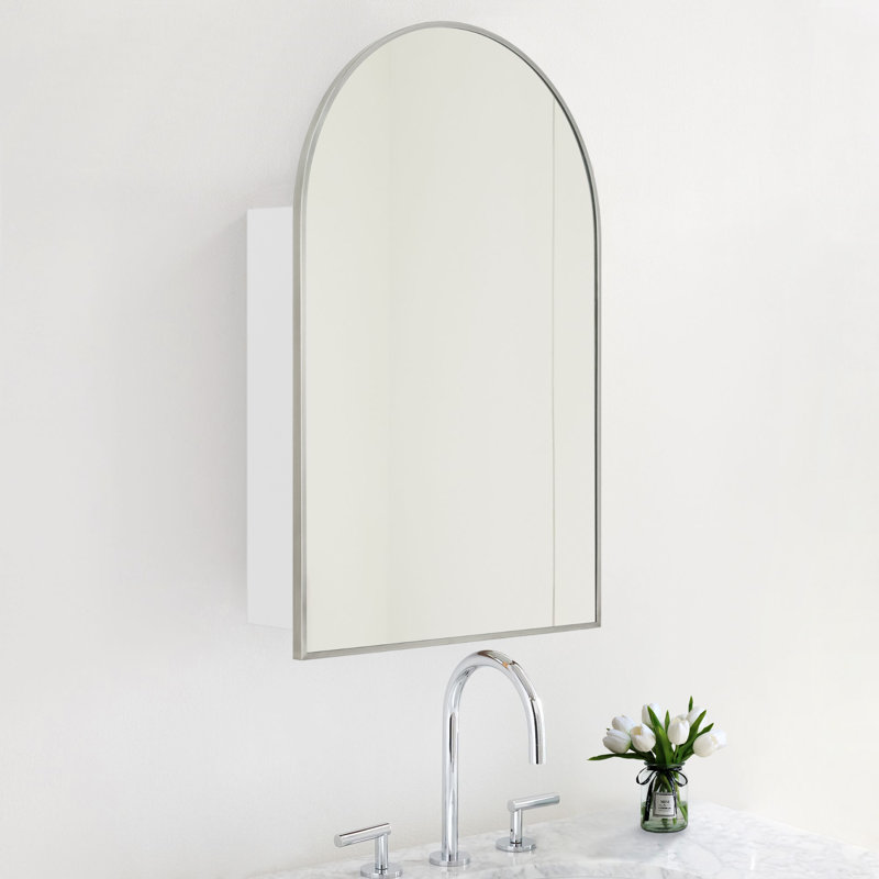 Mercer41 Arched Bathroom Medicine Cabinet with Mirror Recessed and ...