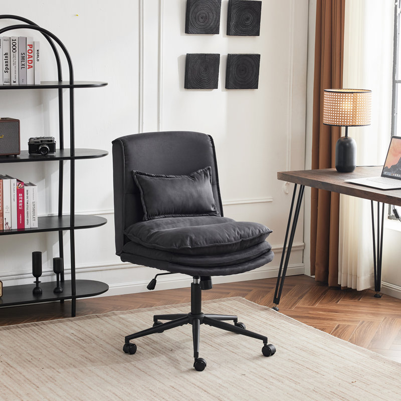 Chaise de bureau rembourrée sans accoudoirs, Noir