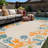 Coastal Border Ivory/Multi Indoor/Outdoor High-Low Area Rug-726824778-726824791