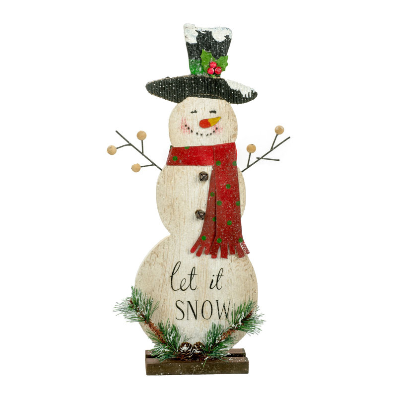 Bonhomme de neige souriant scintillant beige