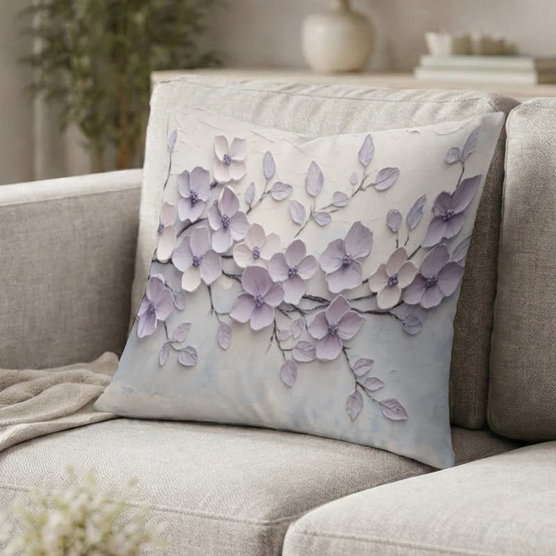 Coussin décoratif lilas Melody I - lilas mauve, H 18 po x l 18 po