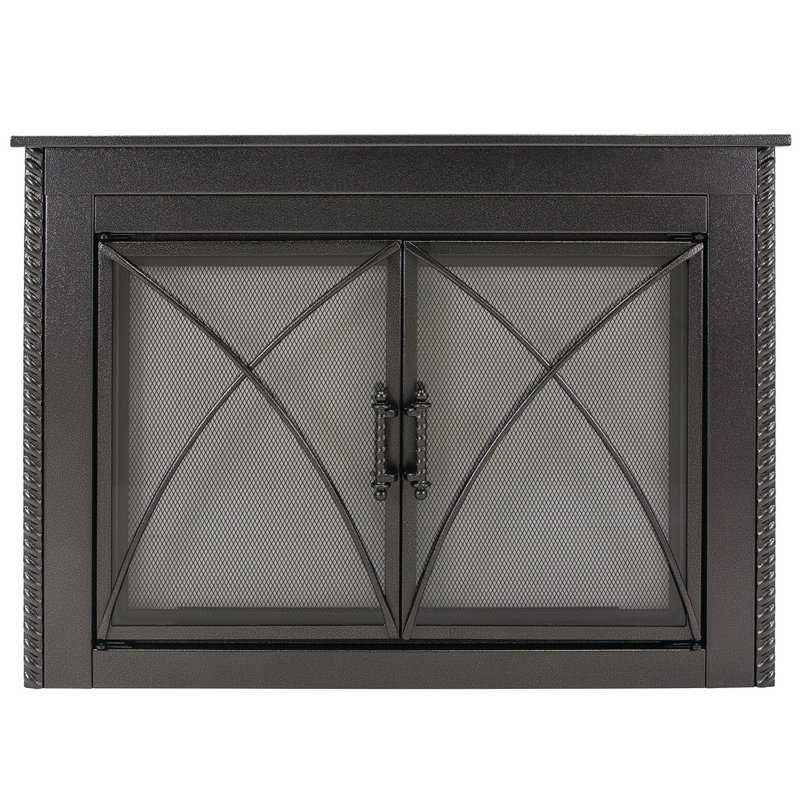 Porte de foyer en acier de style armoire Highsmith, H 31 po x l 37,5 po x P 0,95 po
