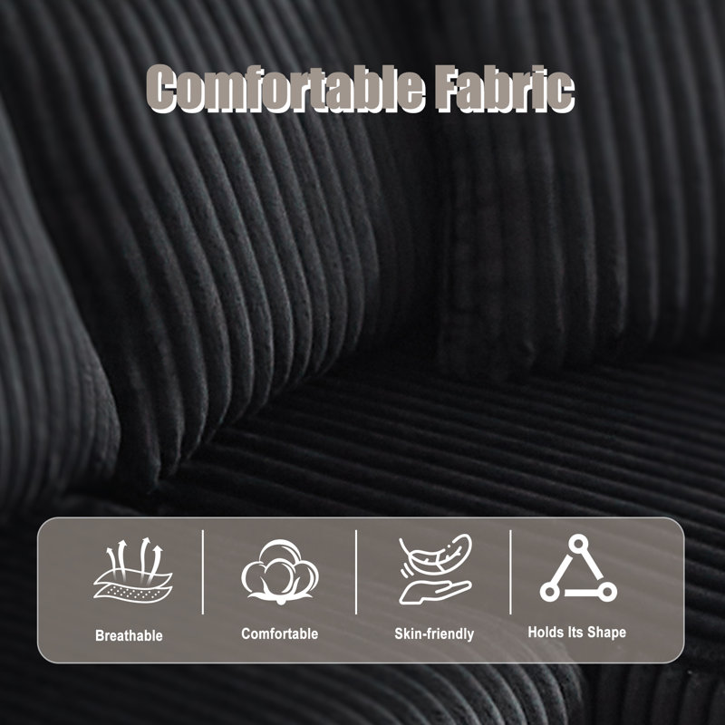 3 Seater Corduroy Sofa, Black