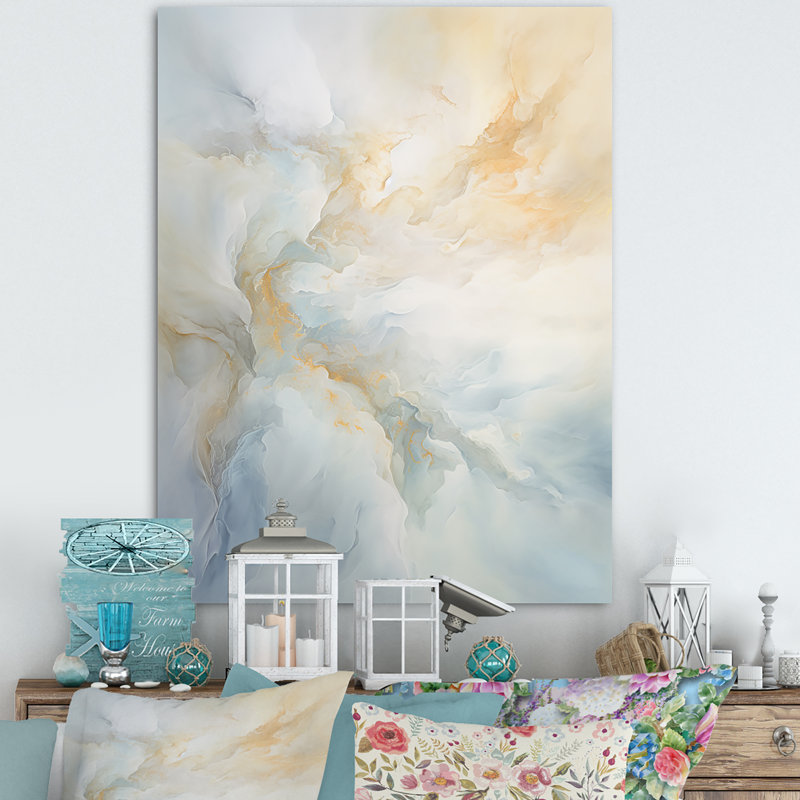 Nuage charme liquide Art VI - nuages décoration murale, H 20 po x l 12 po x P 1 po, Toile tendue