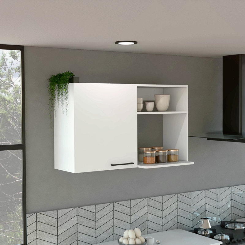 Armoire de cuisine murale finition bois, Blanc