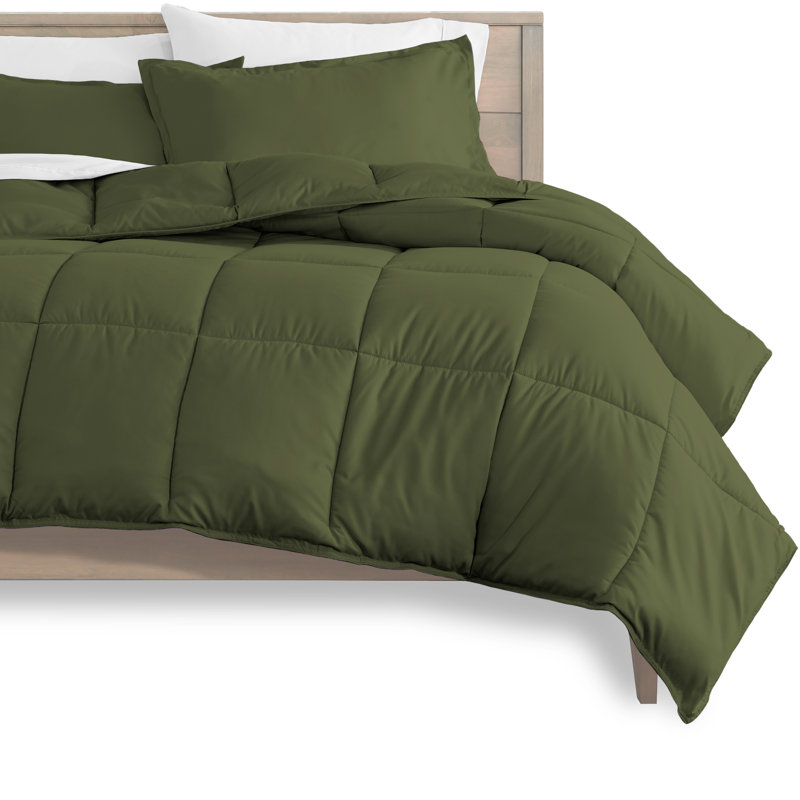 Modern & Contemporary Comforter, Green/White, Twin Comforter + Pillowcases