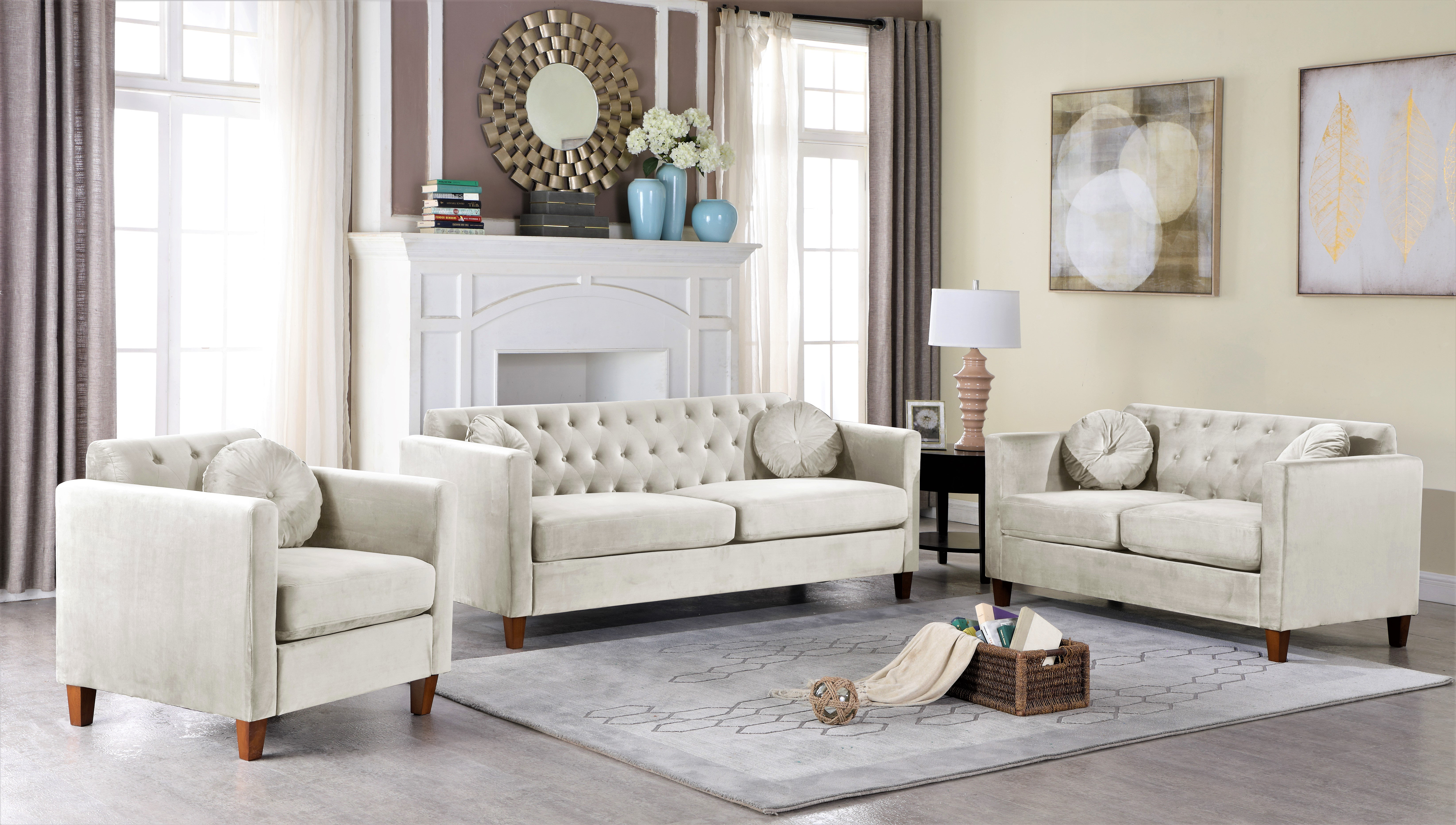 Red Barrel Studio® Prady Velvet Classic Chesterfield Living Room Set ...