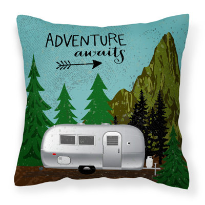 Airstream Camper Adventure Awaits Indoor/Outdoor Throw Pillow