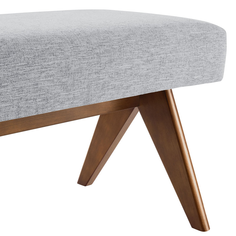 Lyra Fabric Upholstered Bench, Light Grey, 18.50"H x 63"W x 18"D