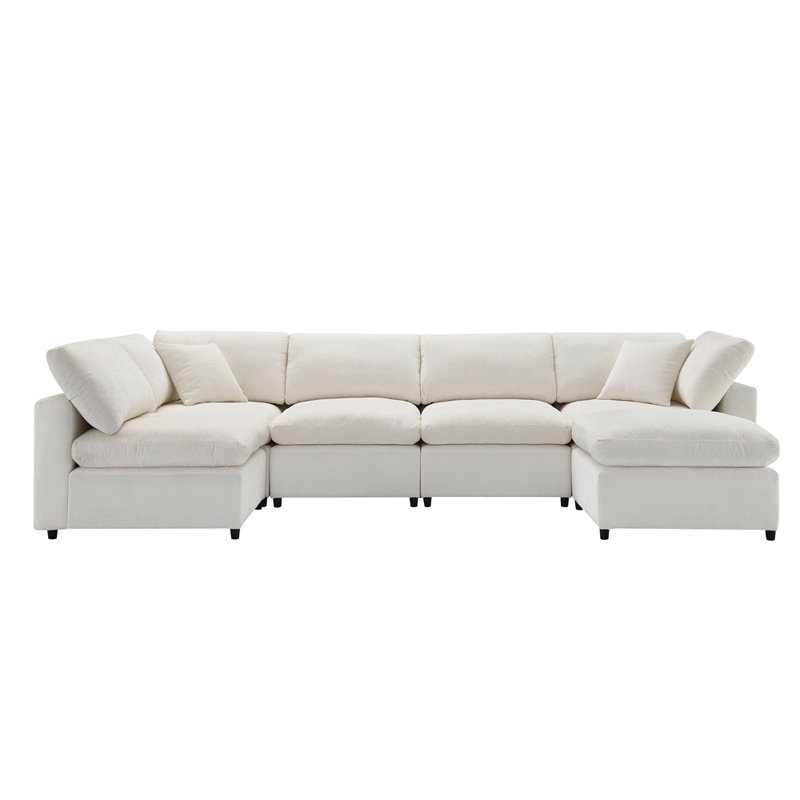 Ensemble de canapé modulaire avec repose-pieds, Beige