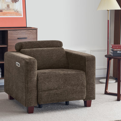 Cabrero Wall-hugger Power Recliner, High Leg Recliner with Adjustable Headrest, Fabric Upholstered