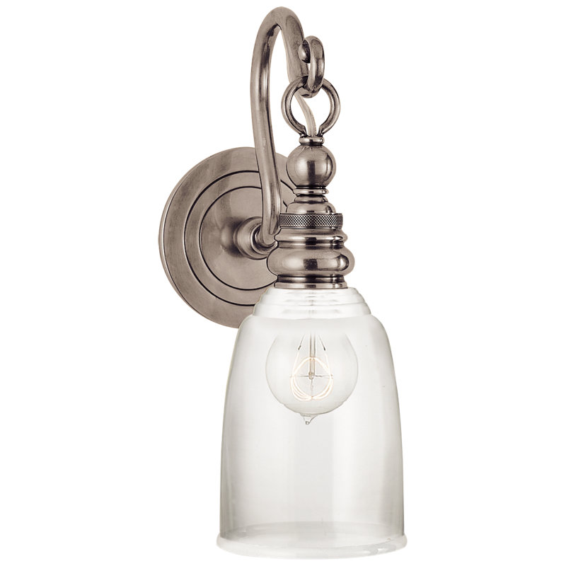 Chapman & Myers Boston Loop Arm Sconce, Antique Nickel, White