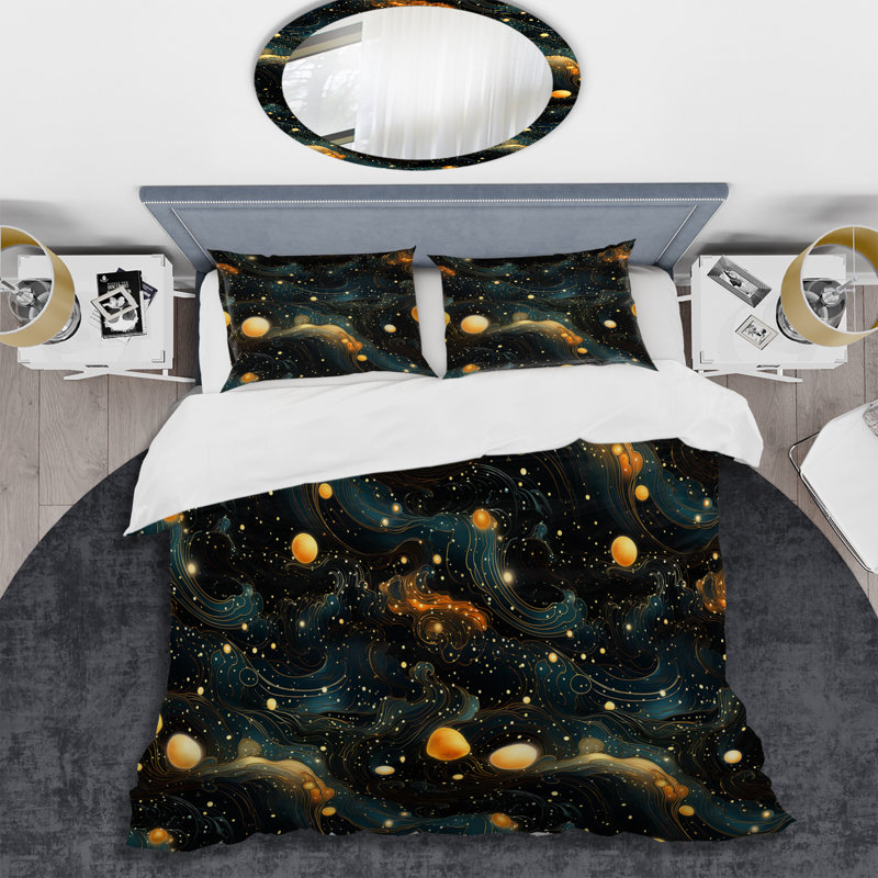 Ensemble de housse de couette géométrique Celestial Constellations, Housse de couette pour très grand lit et 2 très