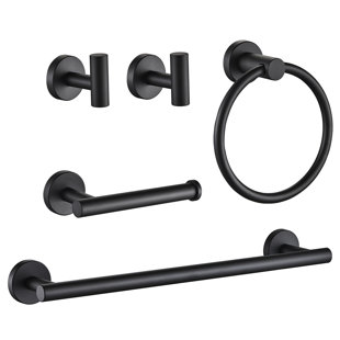 Premium 5 Pcs Matte Black Bathroom Accessories Set Complete. Black Bathroom  Decor Sets. Matte Black Bathroom Accessory Set Black. Black Bathroom Set