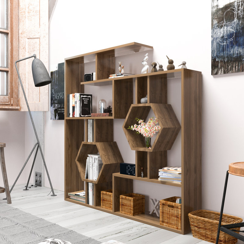 Swenson 134cm H x 134cm W Bookcase, Walnut