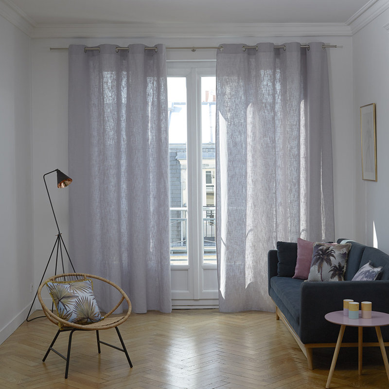 Bellevue Semi Sheer Single Curtain Panel, Grey, 350 W x 275 D cm