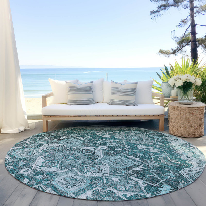Malchow Washable Oriental Indoor / Outdoor Rug, Round 8'