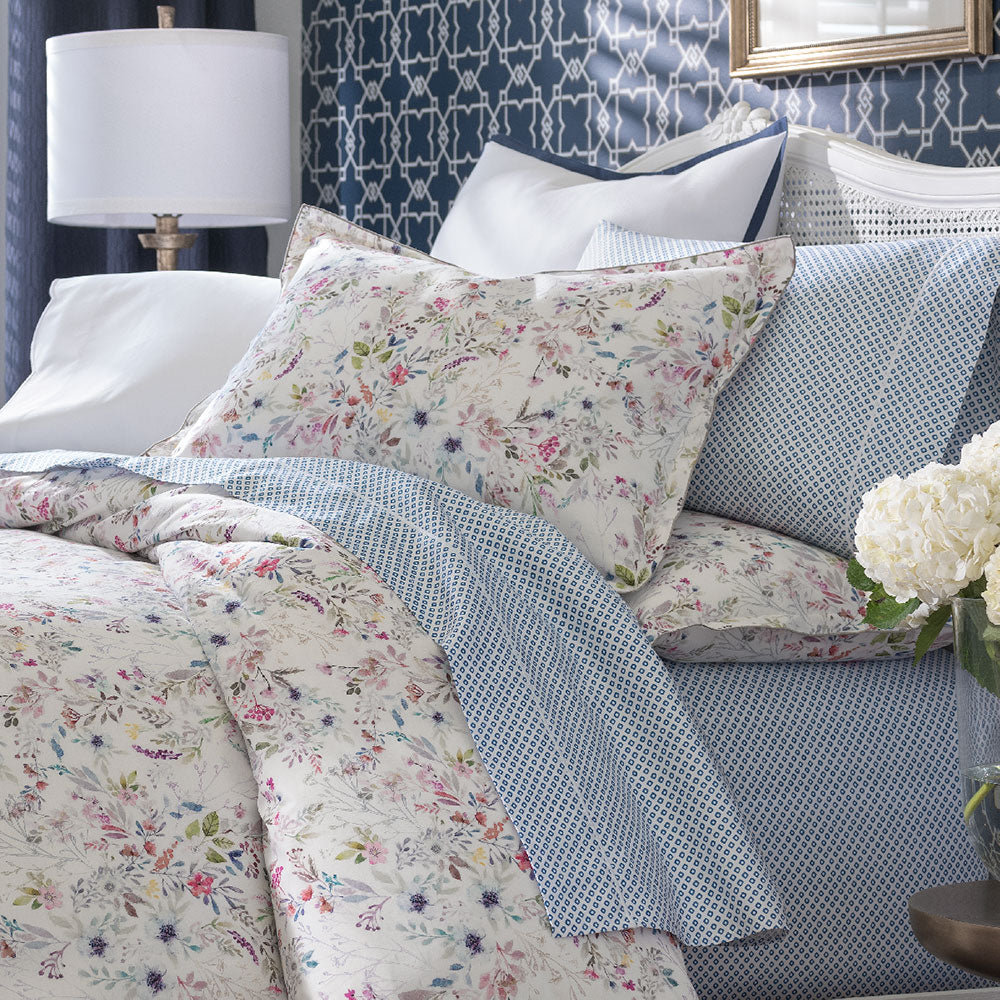 Peacock Alley Emma Cotton Pillowcase, Standard Pillowcase, Blue