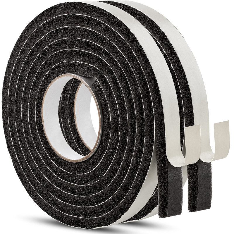 Home Intuition 33ft Weather Stripping Seal – Self-Adhesive High-Density Foam Tape, 5/16" x 1" Soundproof Insulation, Black