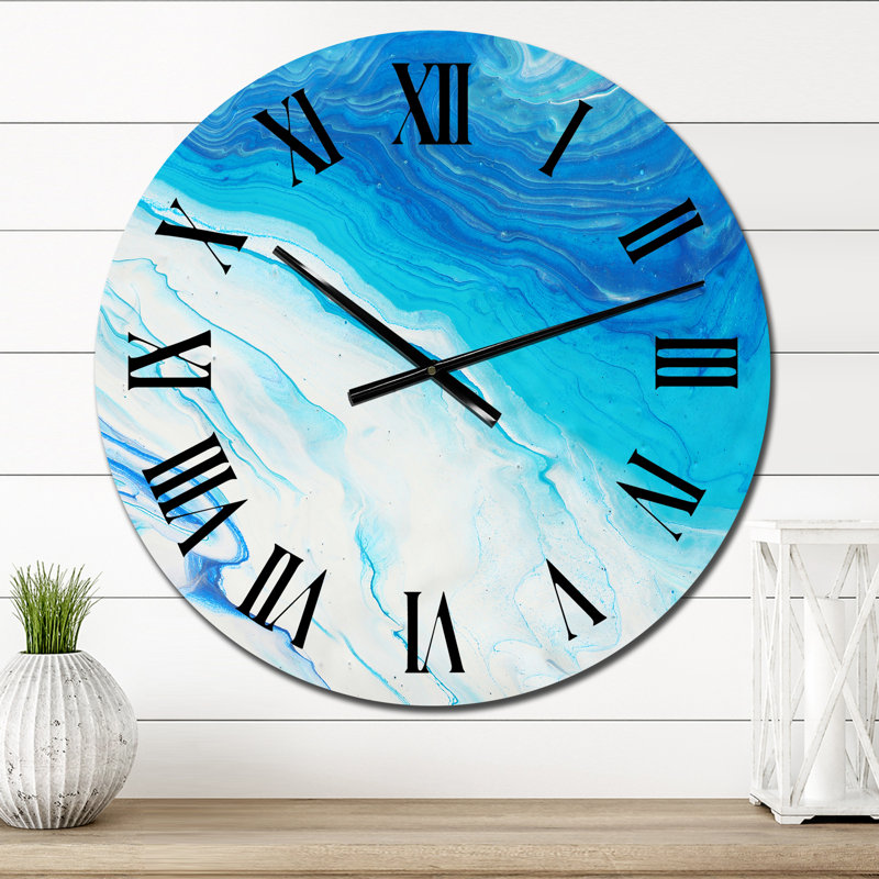 Horloge murale moderne bleue et blanche, Petit