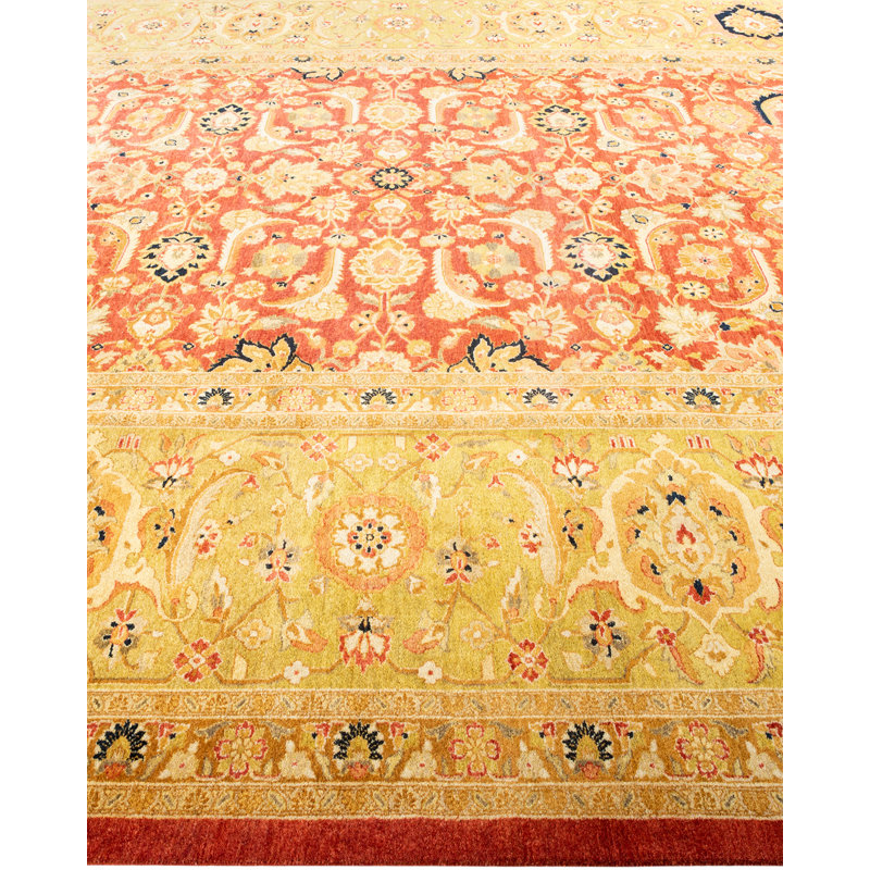 Tapis unique rouille noué à la main de 9 pi 1 po x 11 pi 7 po Keenan