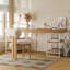 Bureau rectangulaire brun et blanc en bois massif et fer-47200551