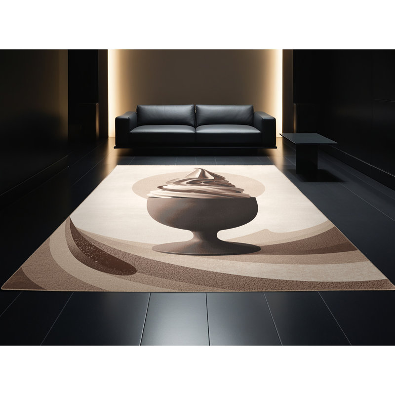 Machine Washable Templeton Gelato Cup Posh & Luxe Rug in Beige – Beige Binding, 2x5