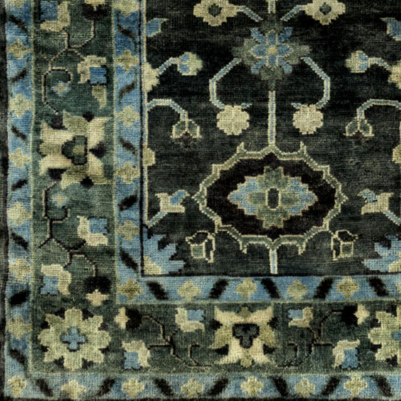 Antique Handmade Wool Area Rug, Rectangle 10' x 14'