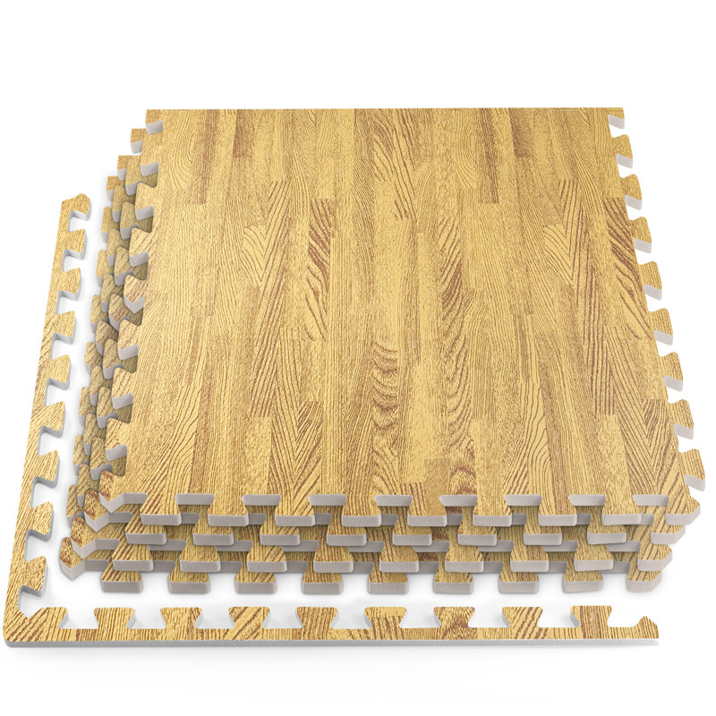 Carreaux de sol en mousse à grain de bois à emboîtement de 3/8 po HomeCube USA, Chêne médium