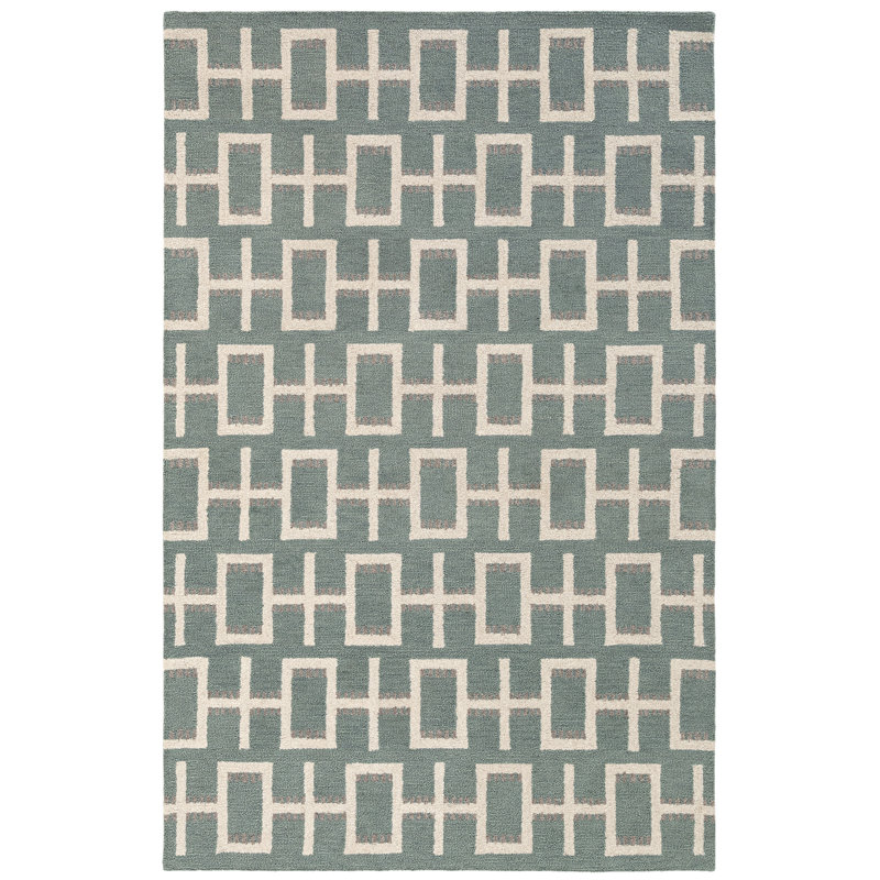 Scandinavian Hand-Tufted Blue Wool Runner Rug