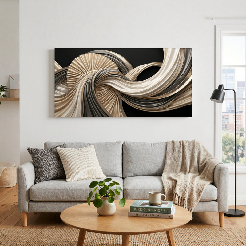 «Abstract Waves», reproduction d'art sur toile, ensemble de 1, 46“W x 24”H, Toile tendue