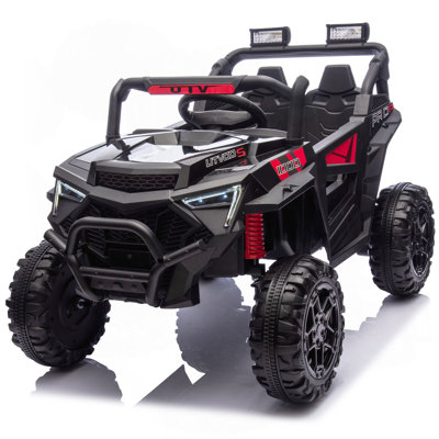 24V 400W Kids Ride On Electric UTV W/Parents Remote Control,Four-Wheel Suspension,LED Lights,Portable Handle,Advanced Center Panel With USB,MP3,Music,Bluetooth,,Power Display For Kids Aged 3+.