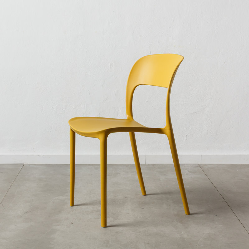 Britny 114.3cm H Slat Back Stacking Side Chair, Yellow