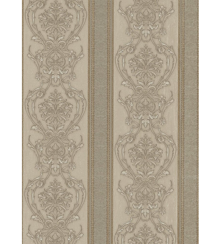 Rouleau de papier peint damassé l 33 pi x p 21 po Mahurin, Gris