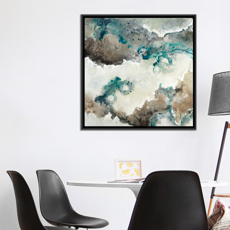 « next wave », reproduction sur toile, H 18 po x l 18 po x P 1,5 po, Toile avec cadre noir, Pas de tapis
